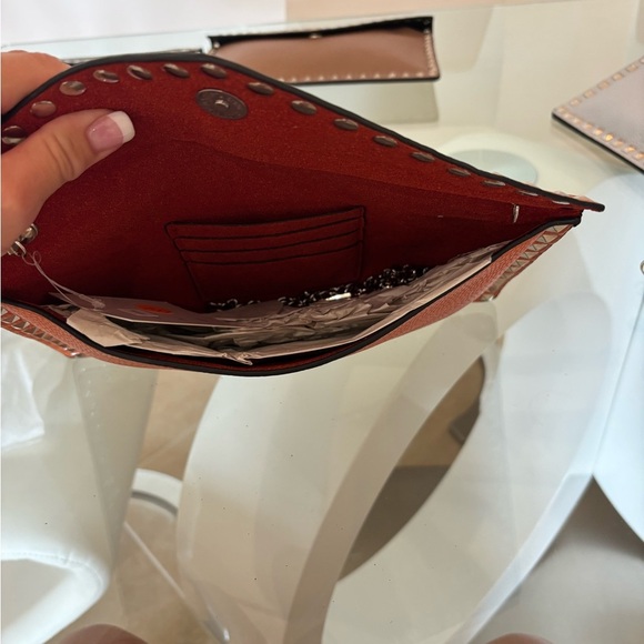 Studded Orange Envelope Clutch